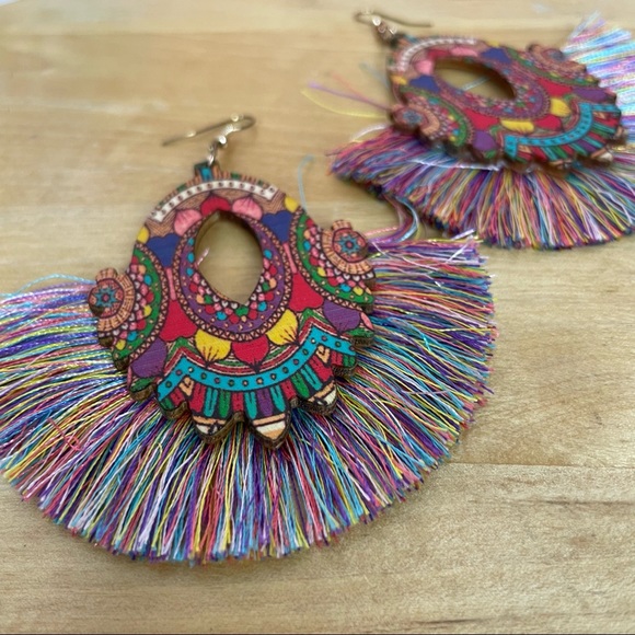Set of Two Boho Multi-Color Earrings (Two Pieces) - Picture 2 of 11